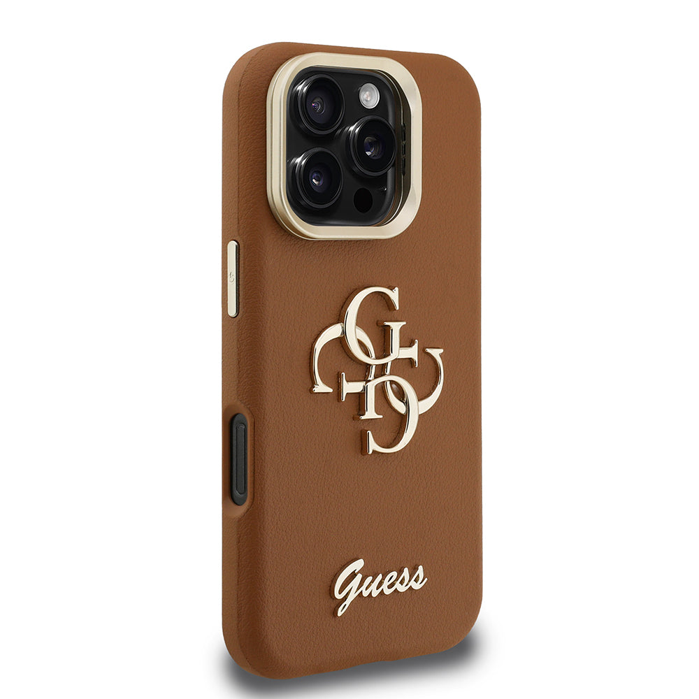 iPhone 16 Pro Max Kılıf Guess Orijinal Lisanslı Grained Yazı Logolu Kamera Standlı Kılıf