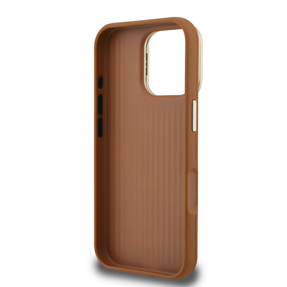 iPhone 16 Pro Max Kılıf Guess Orijinal Lisanslı Grained Yazı Logolu Kamera Standlı Kılıf