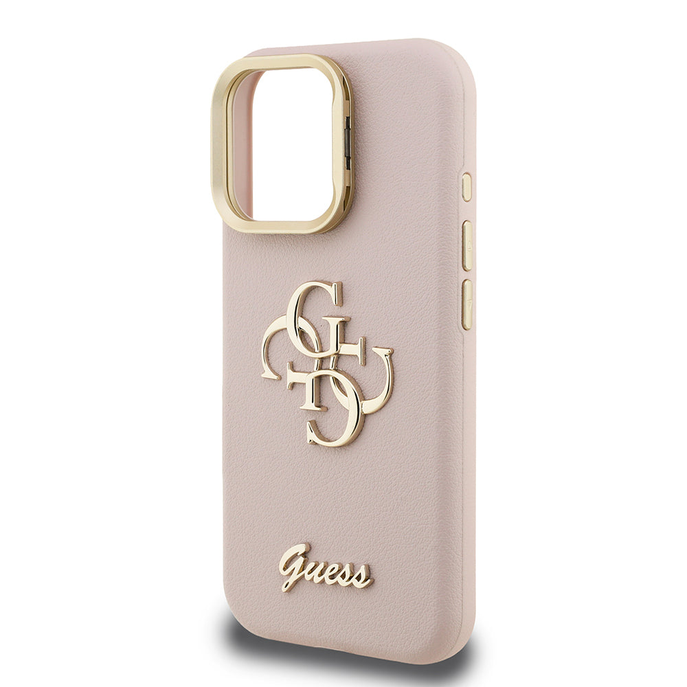 iPhone 16 Pro Max Kılıf Guess Orijinal Lisanslı Grained Yazı Logolu Kamera Standlı Kılıf