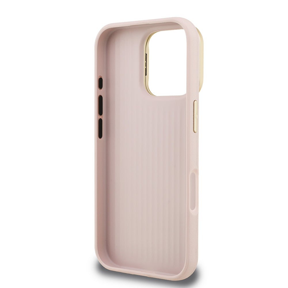 iPhone 16 Pro Max Kılıf Guess Orijinal Lisanslı Grained Yazı Logolu Kamera Standlı Kılıf