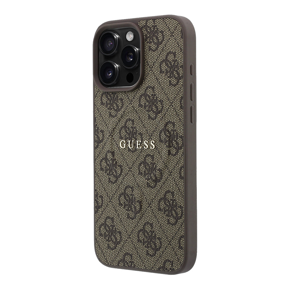 iPhone 16 Pro Max Kılıf Guess Orijinal Lisanslı M-safe Kabartmalı 4G Desenli Yazı Logolu Kılıf