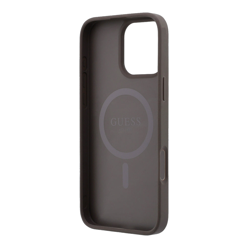 iPhone 16 Pro Max Kılıf Guess Orijinal Lisanslı M-safe Kabartmalı 4G Desenli Yazı Logolu Kılıf