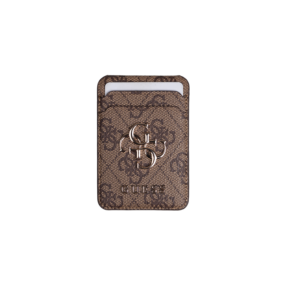 iPhone 16 Pro Max Kılıf Guess Orijinal Lisanslı M-safe Şarj Özellikli 4G Metal Büyük Logolu Kartlıklı Kılıf