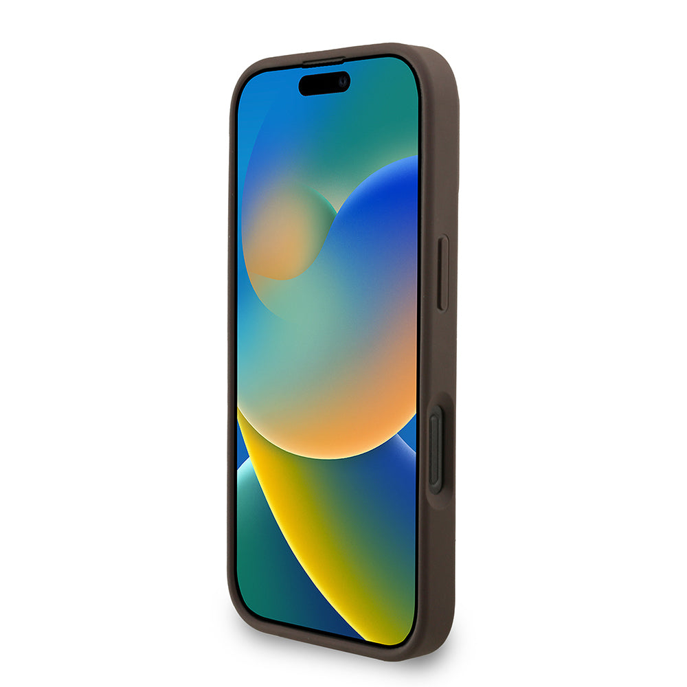 iPhone 16 Pro Max Kılıf Guess Orijinal Lisanslı M-safe Şarj Özellikli PU Deri Bilek Askı İpli Yazı Logolu Kılıf