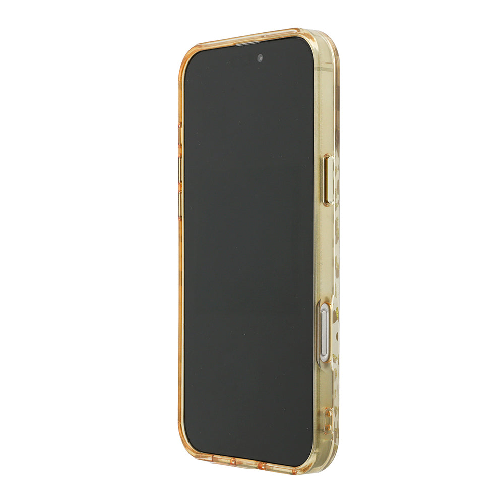 iPhone 16 Pro Max Kılıf Guess Orijinal Lisanslı M-safe Şarj Özellikli Üçgen Logolu Simli Leopar Desenli Kılıf