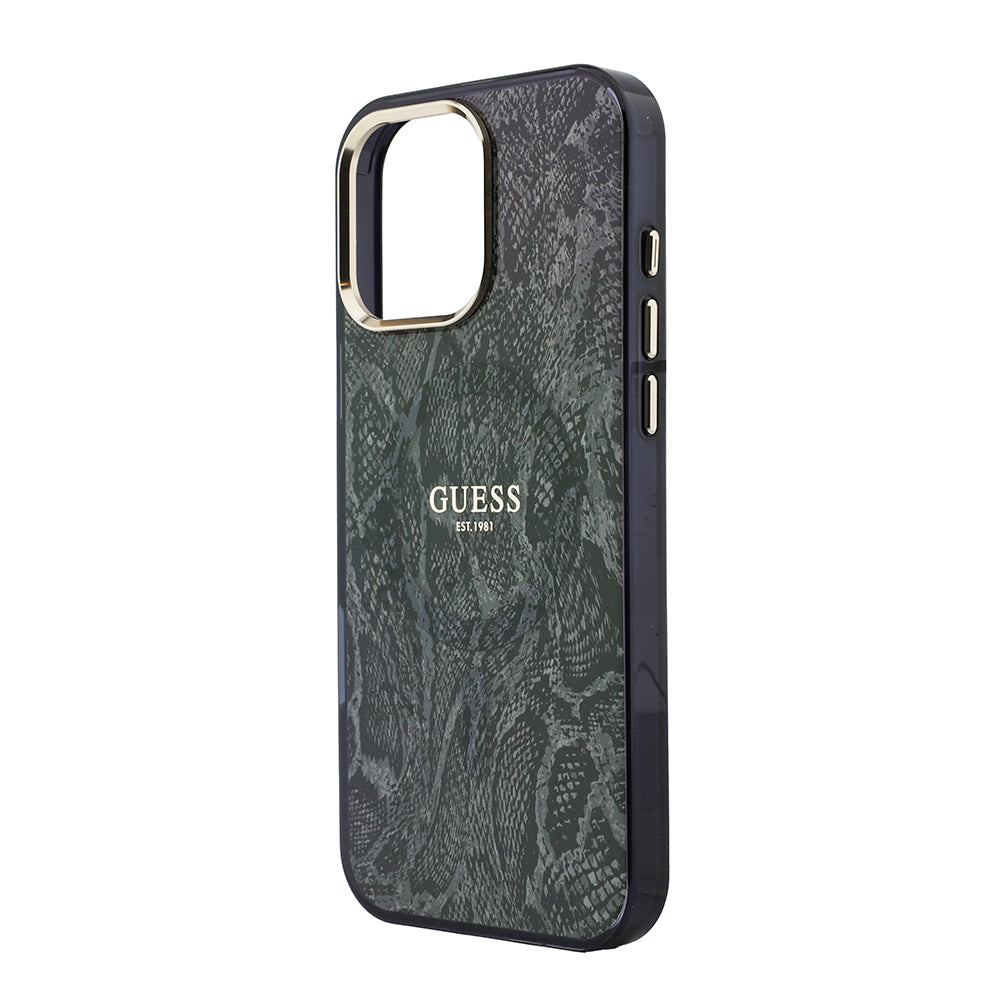 iPhone 16 Pro Max Kılıf Guess Orijinal Lisanslı M-safe Şarj Özellikli Yazı Logolu Python Desenli Kılıf
