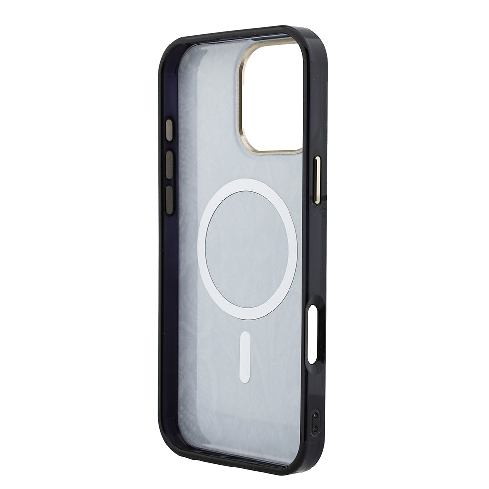 iPhone 16 Pro Max Kılıf Guess Orijinal Lisanslı M-safe Şarj Özellikli Yazı Logolu Python Desenli Kılıf
