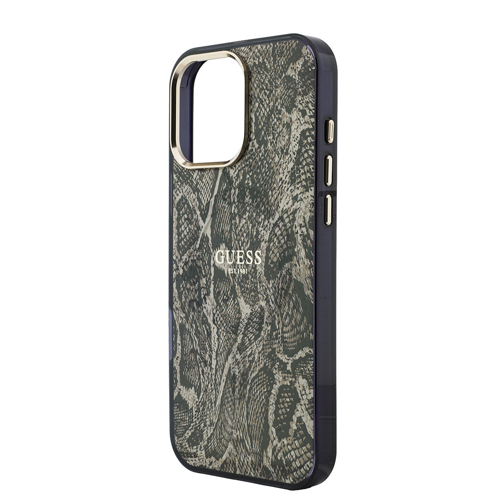 iPhone 16 Pro Max Kılıf Guess Orijinal Lisanslı M-safe Şarj Özellikli Yazı Logolu Python Desenli Kılıf