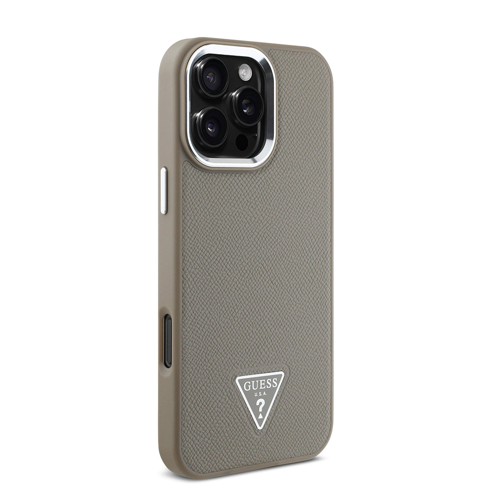 iPhone 16 Pro Max Kılıf Guess Orijinal Lisanslı M-safe Şarj Özellikli Grained Triangle Kılıf