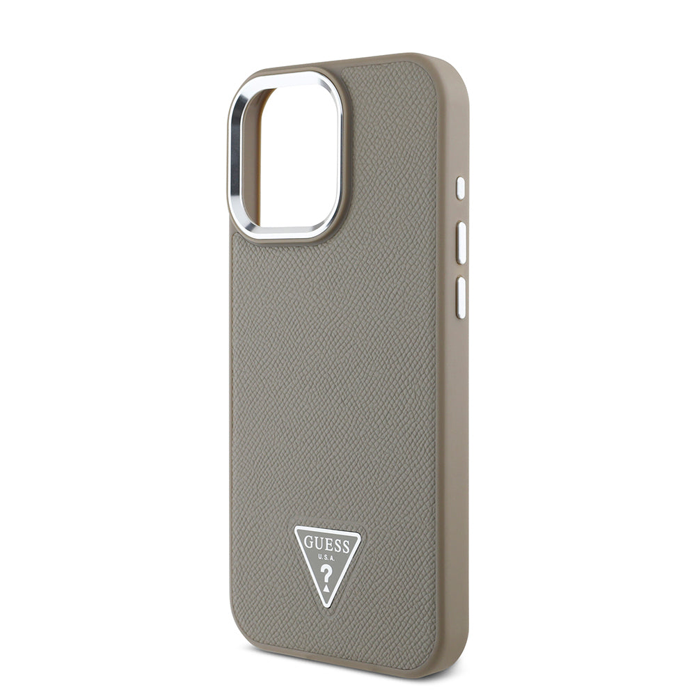 iPhone 16 Pro Max Kılıf Guess Orijinal Lisanslı M-safe Şarj Özellikli Grained Triangle Kılıf