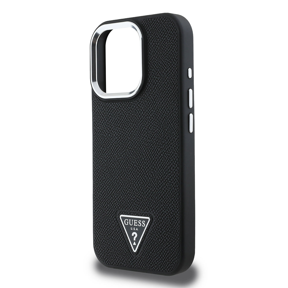 iPhone 16 Pro Max Kılıf Guess Orijinal Lisanslı M-safe Şarj Özellikli Grained Triangle Kılıf