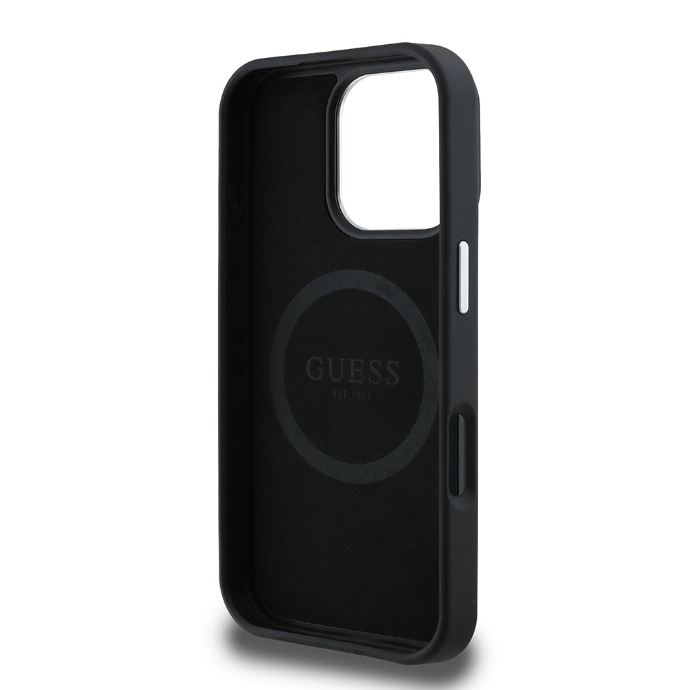 iPhone 16 Pro Max Kılıf Guess Orijinal Lisanslı M-safe Şarj Özellikli Grained Triangle Kılıf