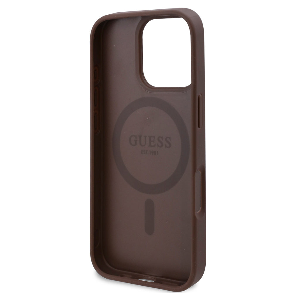 iPhone 16 Pro Max Kılıf Guess Orijinal Lisanslı M-safe Şarj Özellikli Gül Baskılı 4G Desenli Yazı Logolu Kılıf