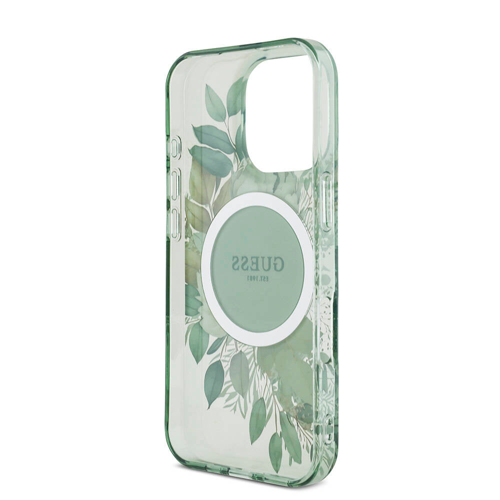 iPhone 16 Pro Max Kılıf Guess Orijinal Lisanslı M-safe Şarj Özellikli IML Baskılı Çiçek İnci Bileklikli Kılıf