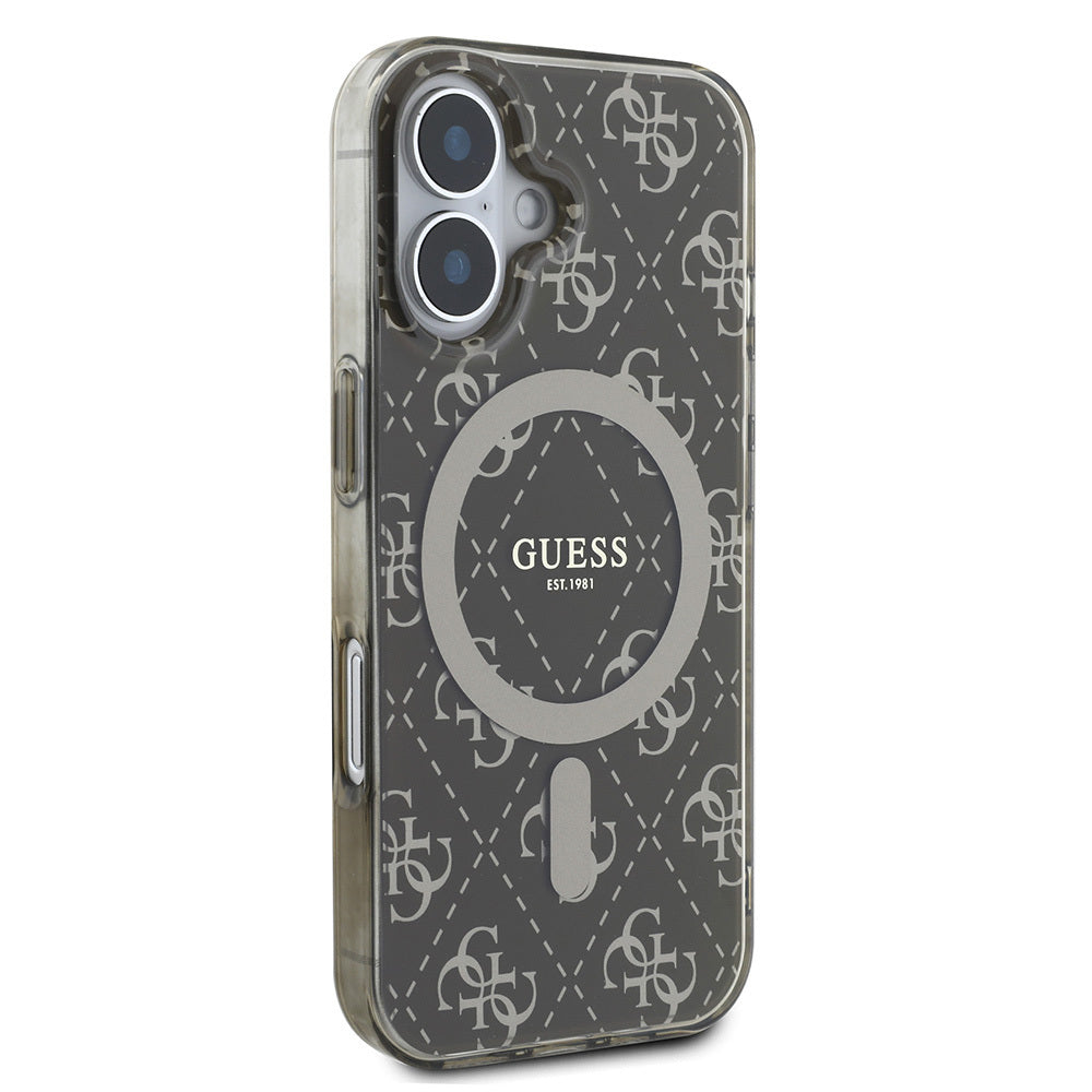 iPhone 16 Pro Max Kılıf Guess Orijinal Lisanslı M-safe Şarj Özellikli IML Baskılı Klasik Logolu 4G Desenli Kılıf