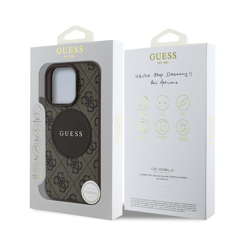 iPhone 16 Pro Max Kılıf Guess Orijinal Lisanslı M-safe Şarj Özellikli Yazı Logolu Circle Classic Kılıf