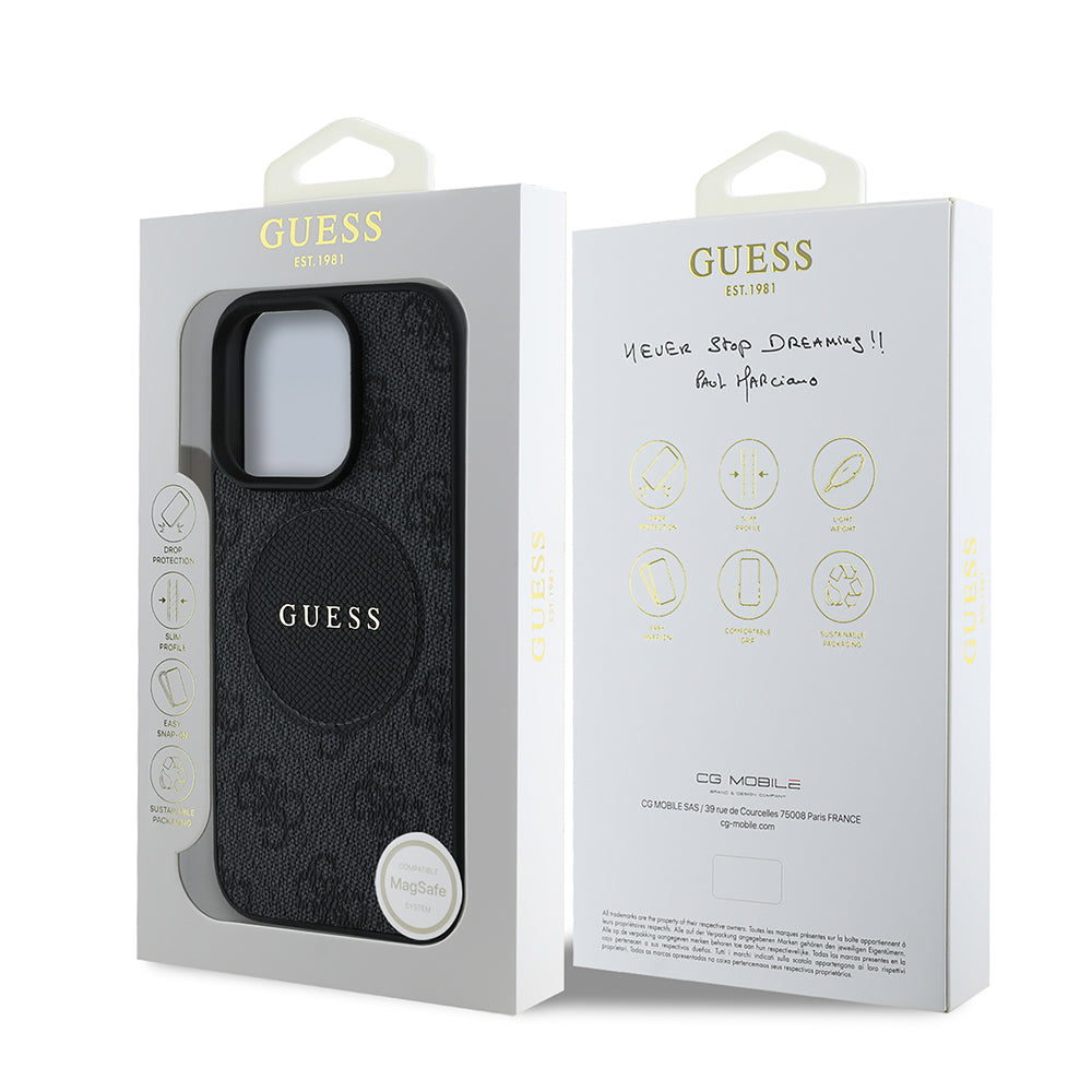 iPhone 16 Pro Max Kılıf Guess Orijinal Lisanslı M-safe Şarj Özellikli Yazı Logolu Circle Classic Kılıf