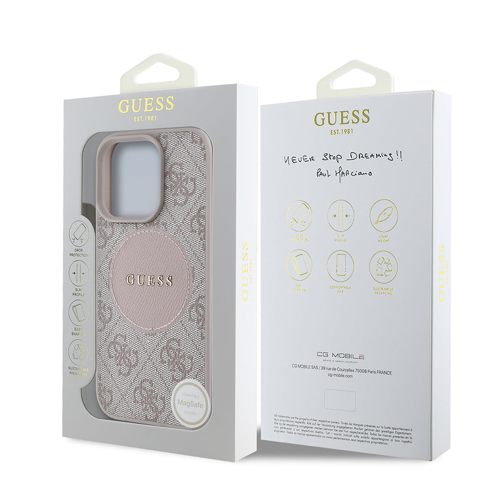 iPhone 16 Pro Max Kılıf Guess Orijinal Lisanslı M-safe Şarj Özellikli Yazı Logolu Circle Classic Kılıf