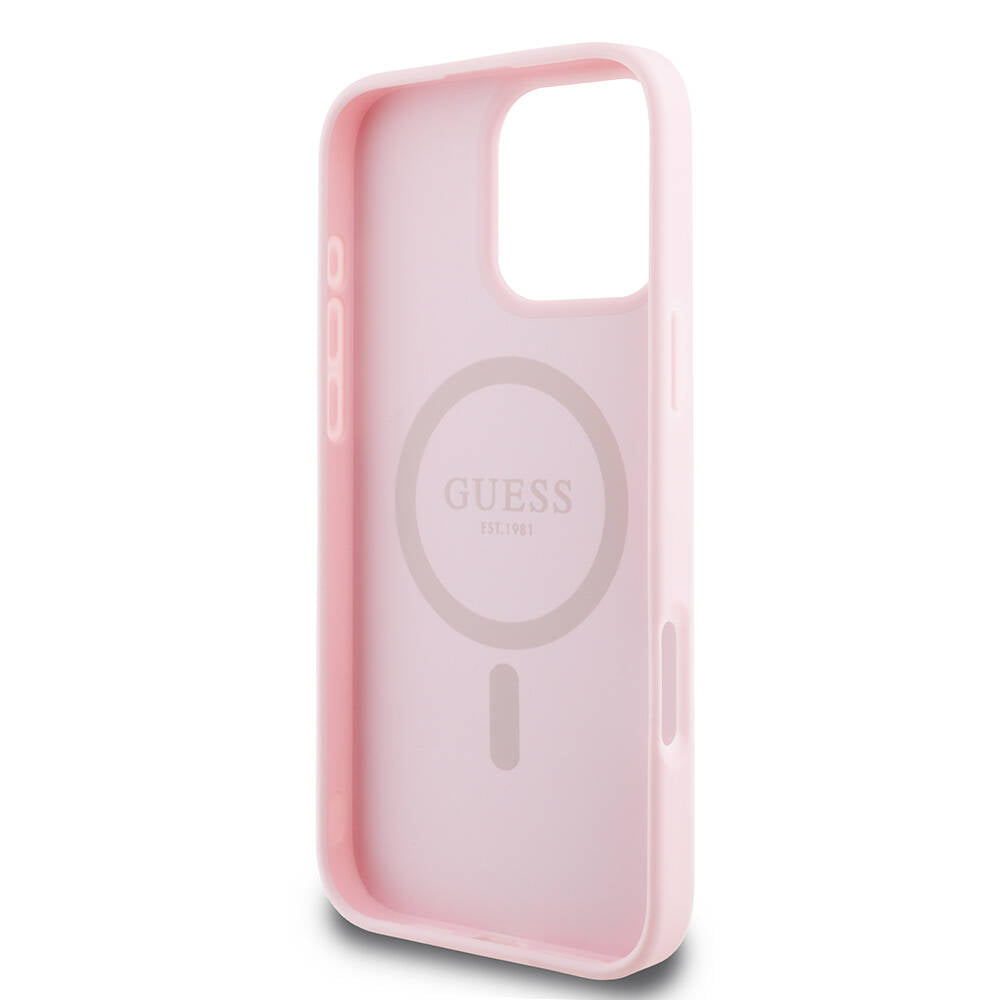 iPhone 16 Pro Max Kılıf Guess Orijinal Lisanslı M-safe Şarj Özellikli Yazı Logolu Grained Kılıf