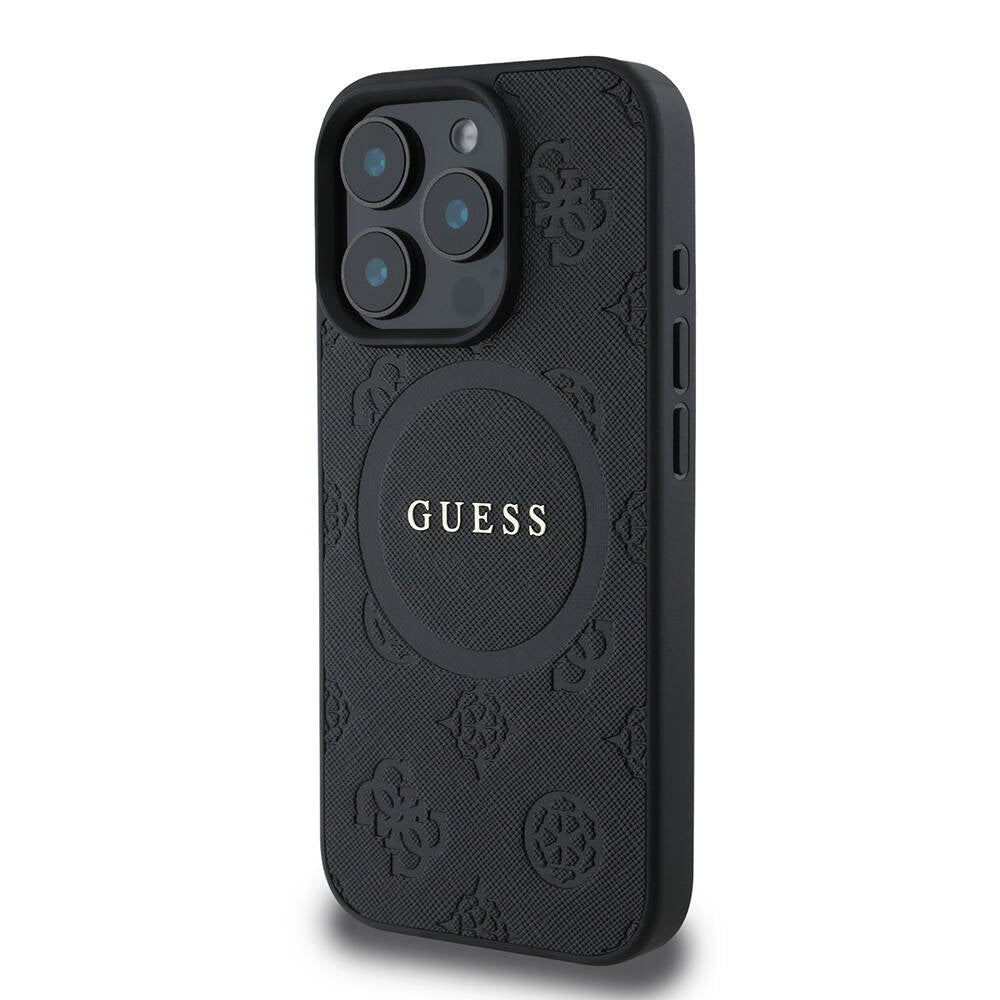 iPhone 16 Pro Max Kılıf Guess Orijinal Lisanslı M-safe Şarj Özellikli Yazı Logolu Saffiano Peony Kılıf