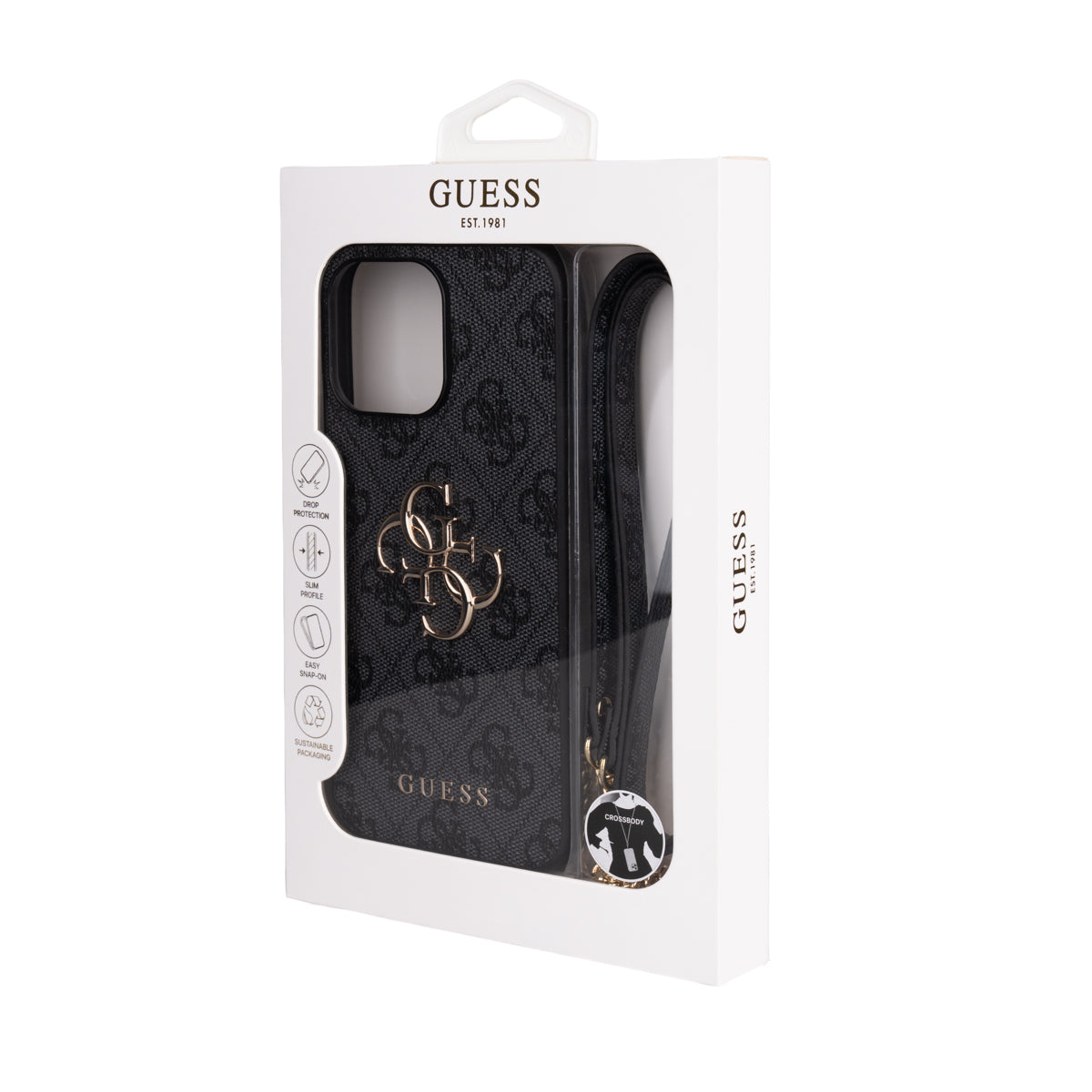 iPhone 16 Pro Max Kılıf Guess Orijinal Lisanslı PU Deri 4G Büyük Metal Logolu Çapraz Vücut Askılı Kılıf