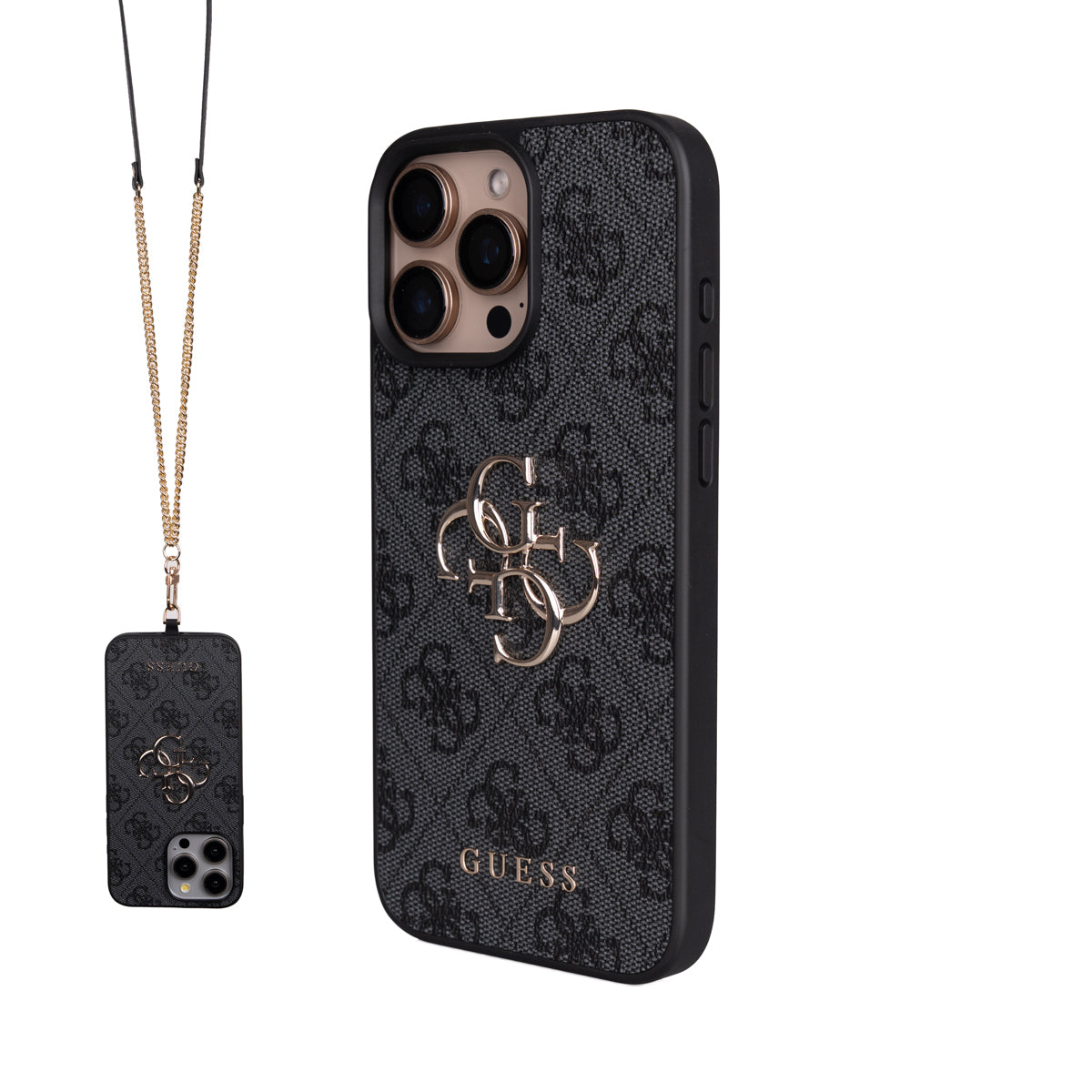iPhone 16 Pro Max Kılıf Guess Orijinal Lisanslı PU Deri 4G Büyük Metal Logolu Çapraz Vücut Askılı Kılıf