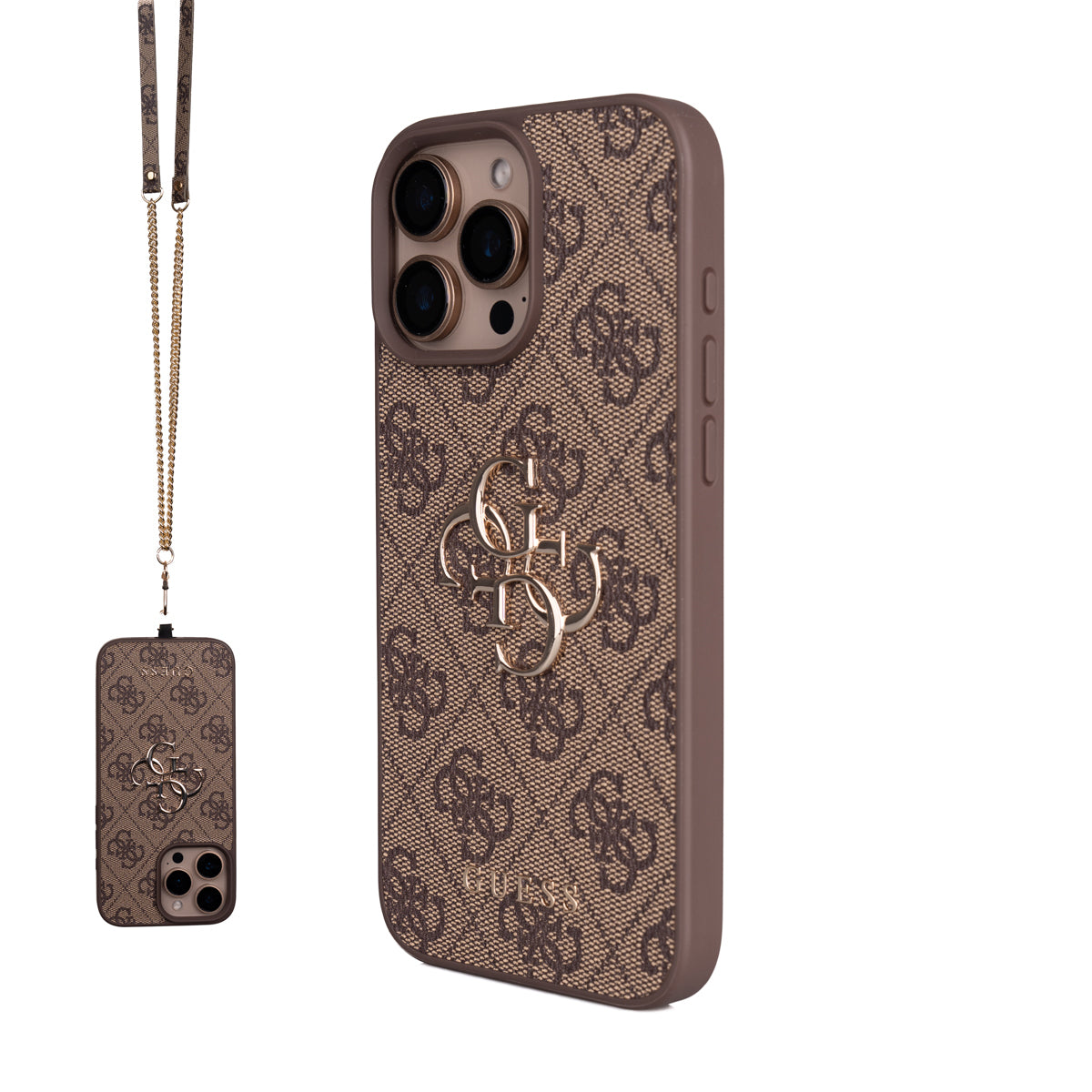 iPhone 16 Pro Max Kılıf Guess Orijinal Lisanslı PU Deri 4G Büyük Metal Logolu Çapraz Vücut Askılı Kılıf