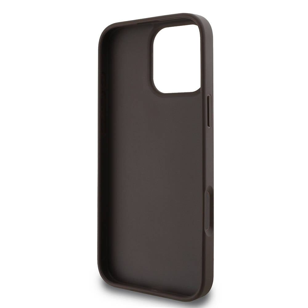 iPhone 16 Pro Max Kılıf Guess Orijinal Lisanslı PU Deri 4G Desenli Metal Büyük 4G ve Yazı Logolu Kılıf