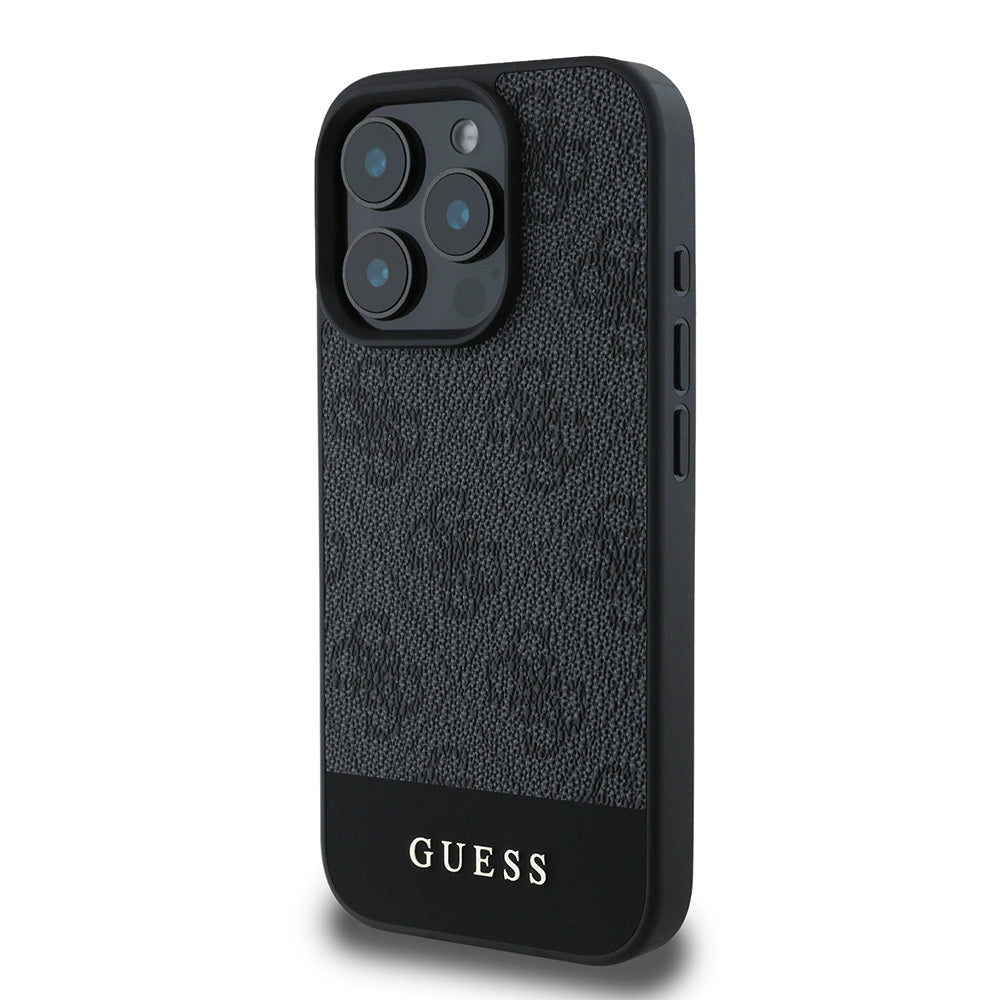 iPhone 16 Pro Max Kılıf Guess Orijinal Lisanslı PU Deri Şerit Logo Dizaynlı Kılıf