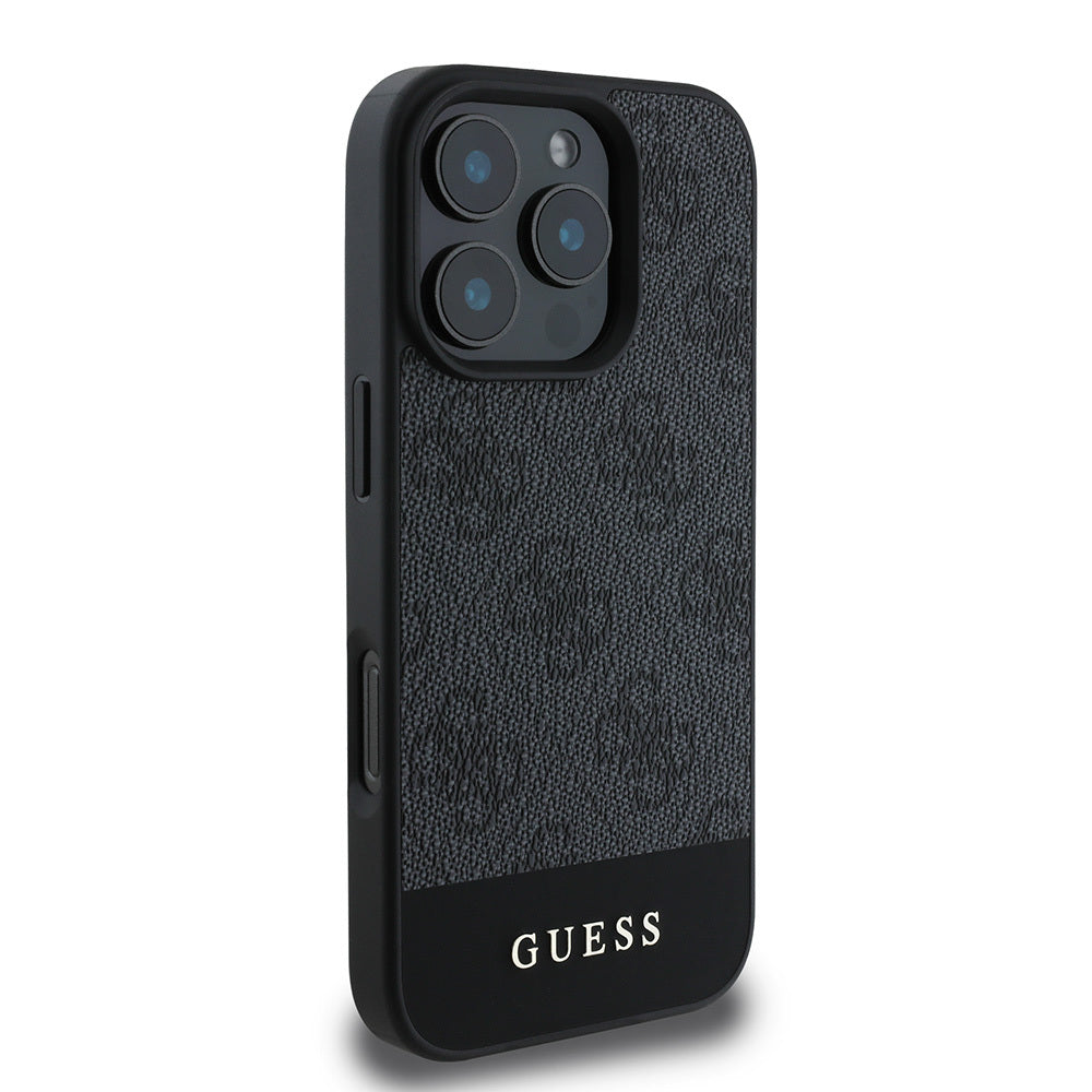 iPhone 16 Pro Max Kılıf Guess Orijinal Lisanslı PU Deri Şerit Logo Dizaynlı Kılıf