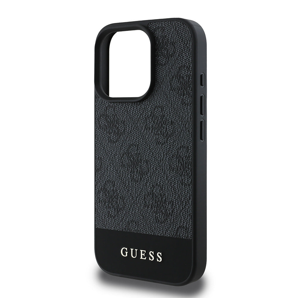 iPhone 16 Pro Max Kılıf Guess Orijinal Lisanslı PU Deri Şerit Logo Dizaynlı Kılıf