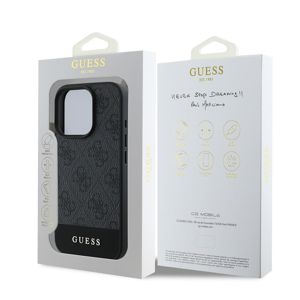 iPhone 16 Pro Max Kılıf Guess Orijinal Lisanslı PU Deri Şerit Logo Dizaynlı Kılıf