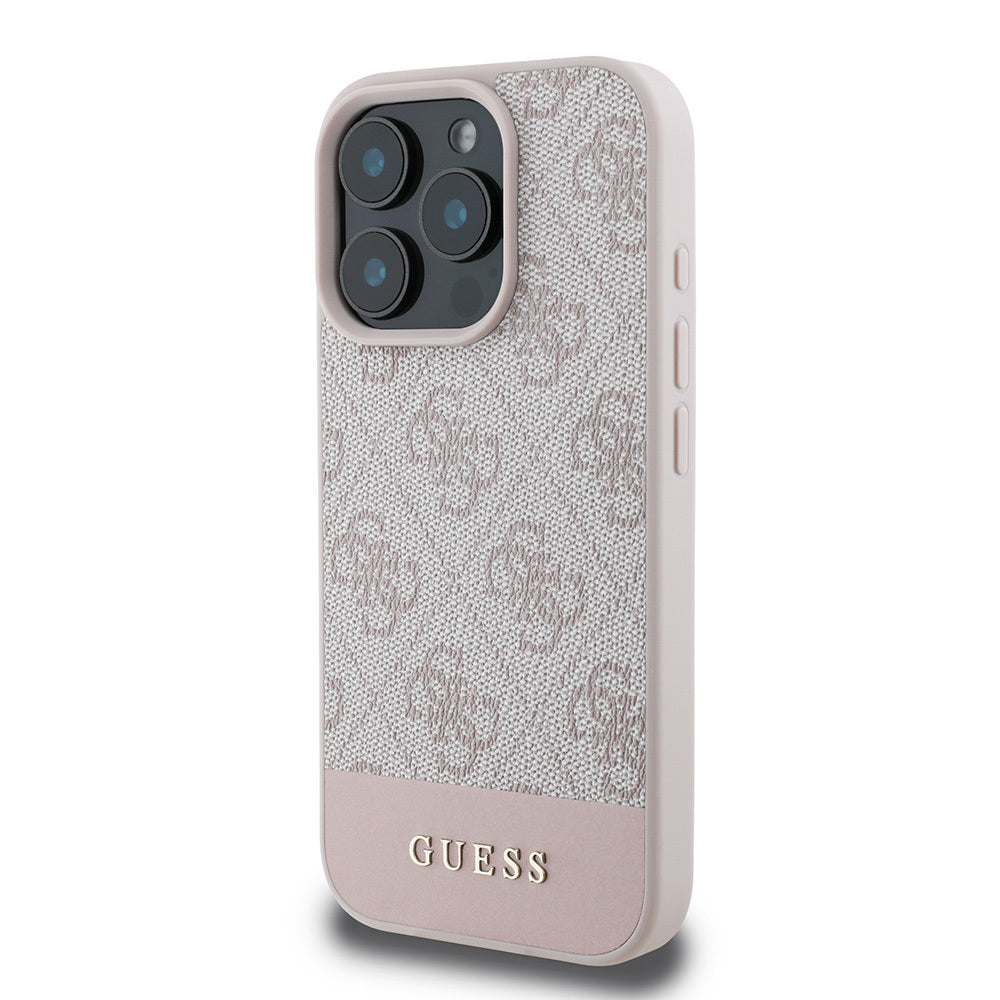 iPhone 16 Pro Max Kılıf Guess Orijinal Lisanslı PU Deri Şerit Logo Dizaynlı Kılıf