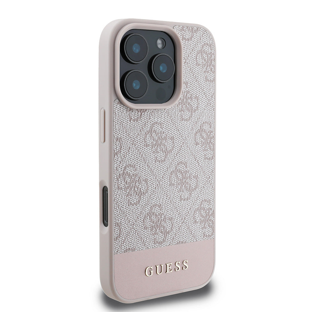 iPhone 16 Pro Max Kılıf Guess Orijinal Lisanslı PU Deri Şerit Logo Dizaynlı Kılıf