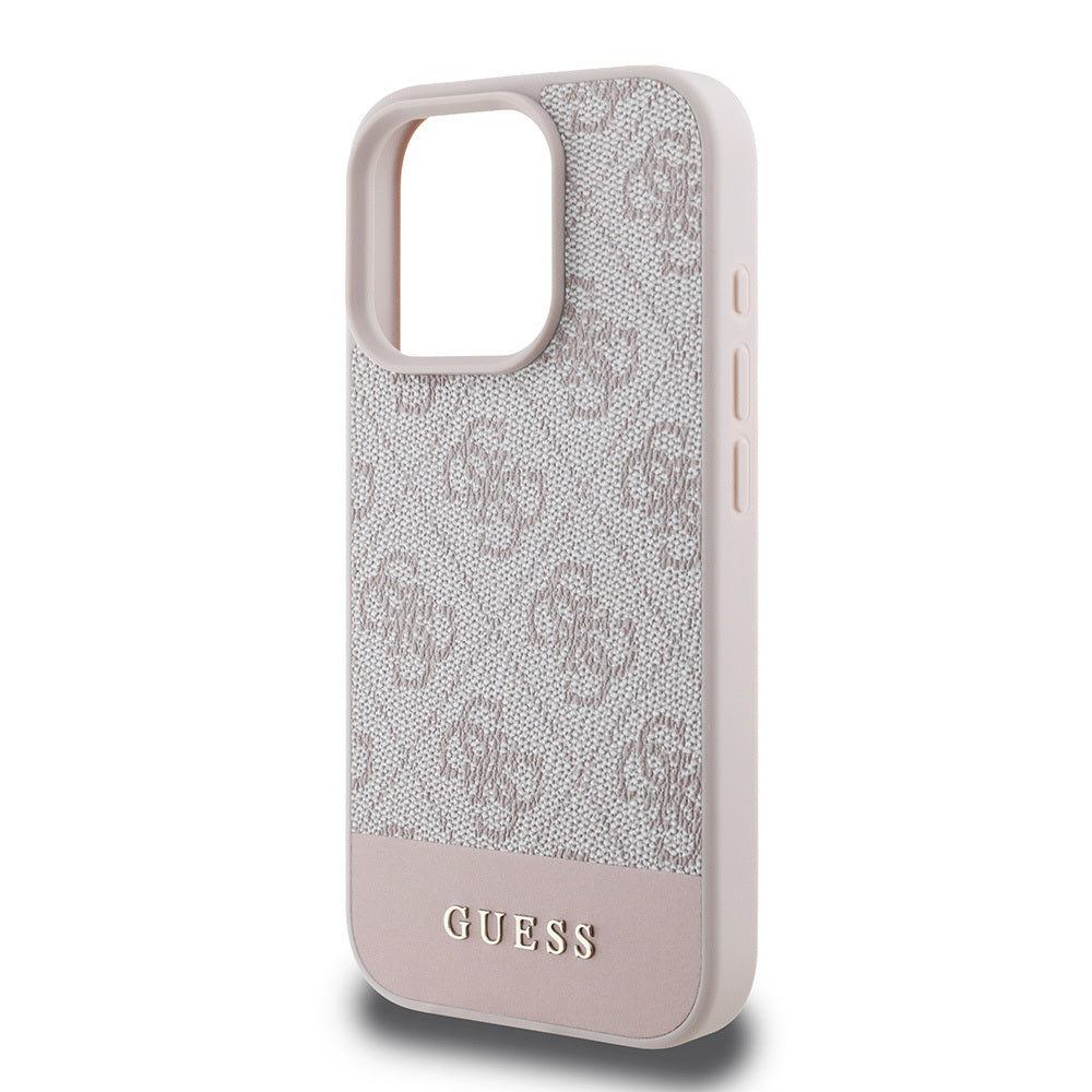 iPhone 16 Pro Max Kılıf Guess Orijinal Lisanslı PU Deri Şerit Logo Dizaynlı Kılıf