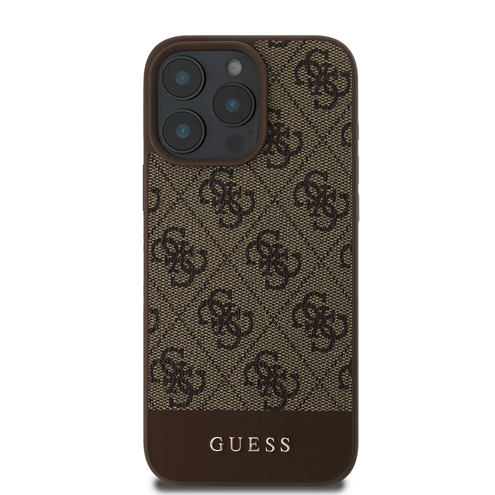 iPhone 16 Pro Max Kılıf Guess Orijinal Lisanslı PU Deri Şerit Logo Dizaynlı Kılıf