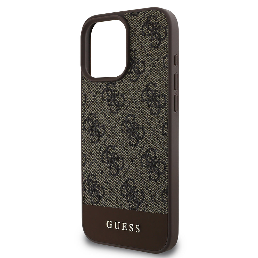 iPhone 16 Pro Max Kılıf Guess Orijinal Lisanslı PU Deri Şerit Logo Dizaynlı Kılıf