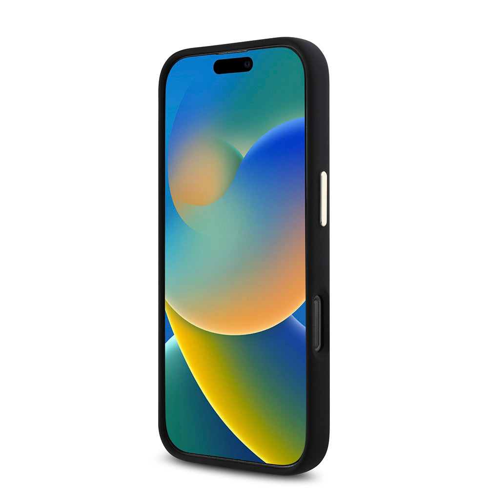 iPhone 16 Pro Max Kılıf Guess Orijinal Lisanslı Yazı ve Taşlı 4G Logolu Metal Kamera Çerçeveli Silikon Kılıf