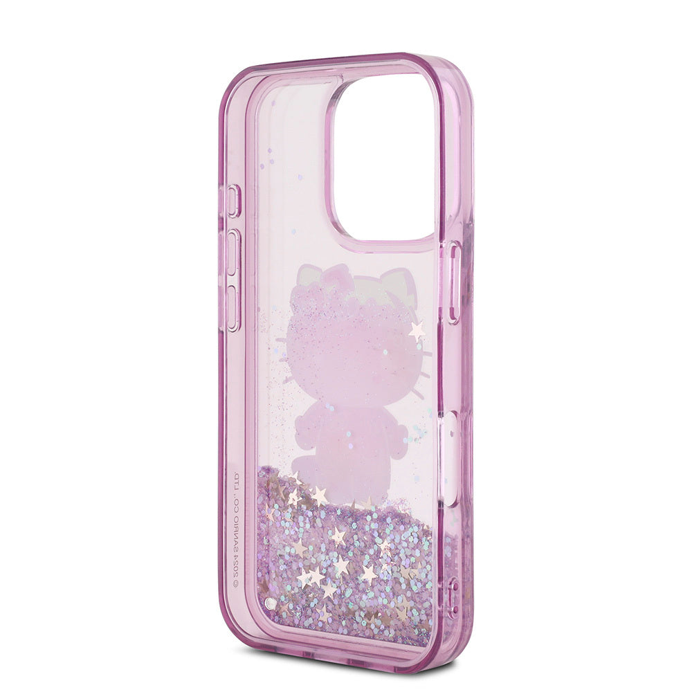 iPhone 16 Pro Max Kılıf Hello Kitty Orijinal Lisanslı Sıvılı Simli 50. Yıldönümü Partisi Kılıf
