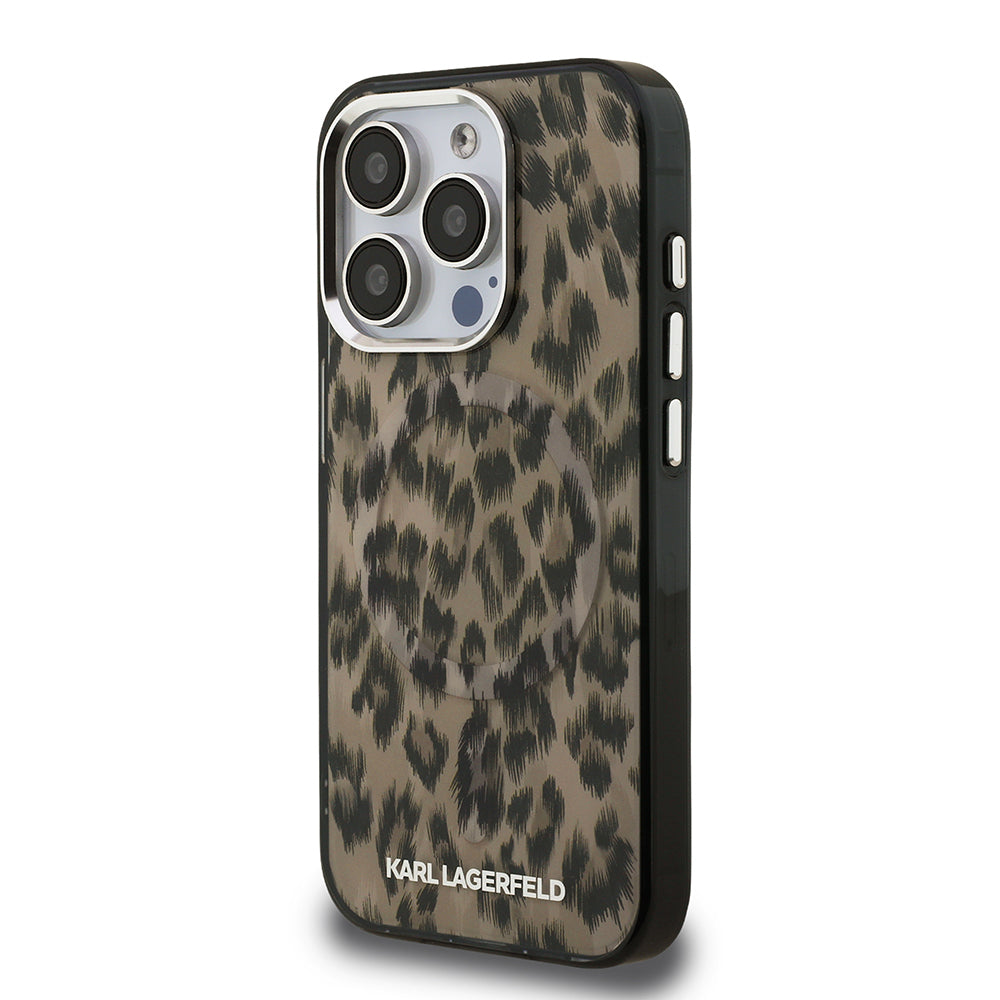 iPhone 16 Pro Max Kılıf Karl Lagerfeld Orijinal Lisanslı IML Leopar Baskılı Kılıf