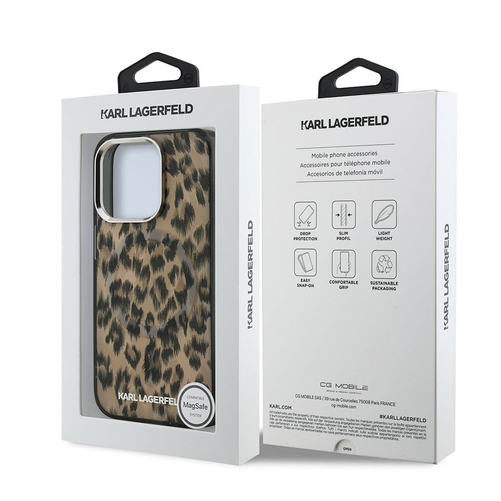 iPhone 16 Pro Max Kılıf Karl Lagerfeld Orijinal Lisanslı IML Leopar Baskılı Kılıf