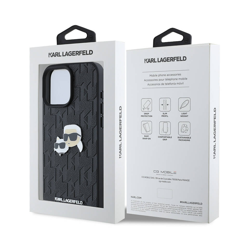 iPhone 16 Pro Max Kılıf Karl Lagerfeld Orijinal Lisanslı K&C Heads Monogram Pin Kılıf