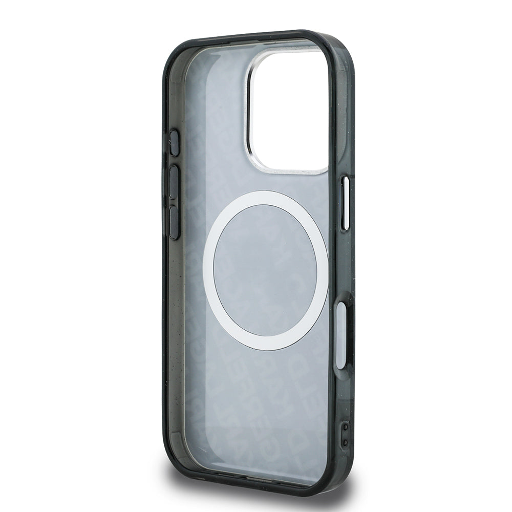 iPhone 16 Pro Max Kılıf Karl Lagerfeld Orijinal Lisanslı Parlayan Simli Karl & Choupette Heads Kılıf