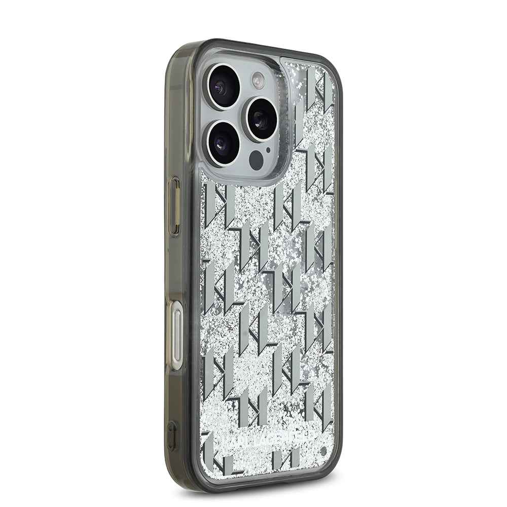 iPhone 16 Pro Max Kılıf Karl Lagerfeld Orijinal Lisanslı Simli KL Yazılı Monogram Gradient Kılıf