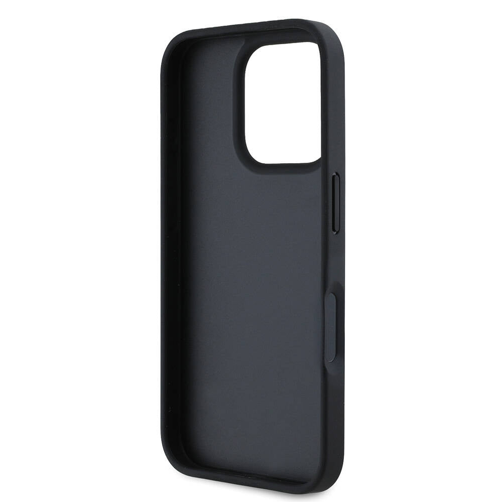 iPhone 16 Pro Max Kılıf Karl Lagerfeld orijinal Lisanslı Kartlıklı Monogram Sıcak Damgalı Elongated Logo Kılıf