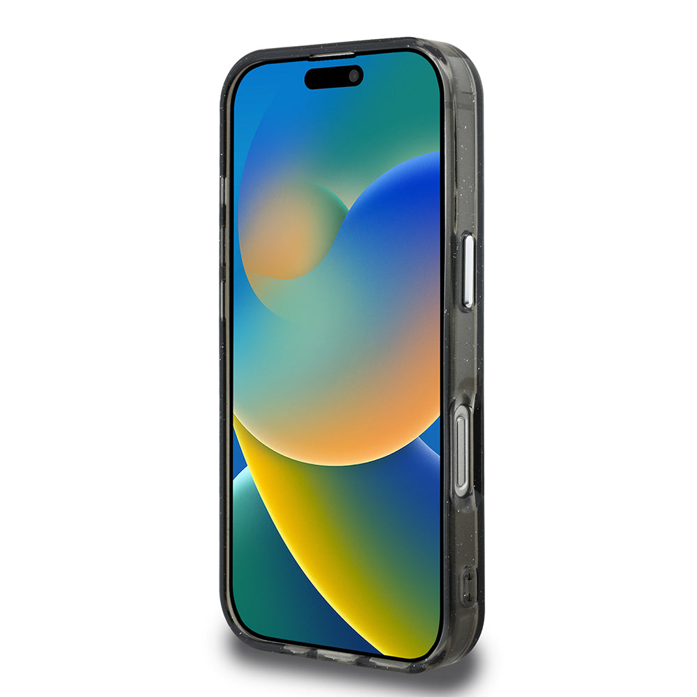 iPhone 16 Pro Max Kılıf Karl Lagerfeld orijinal Lisanslı Parlayan Simli Karl & Choupette Sketch Logo Kılıf
