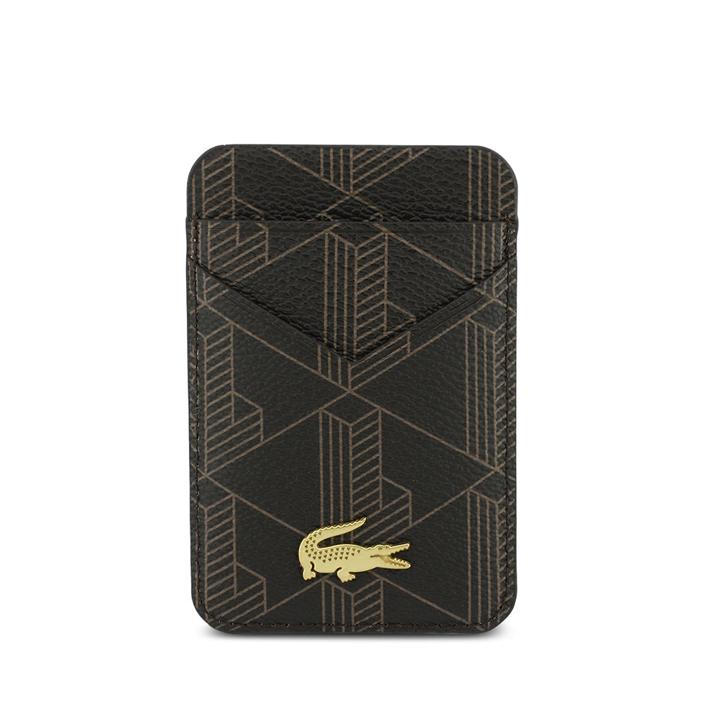 iPhone 16 Pro Max Kılıf Lacoste Orijinal Lisanslı M-safe Şarj Özellikli PU Deri Tasarımlı Kartlıklı Karışık Monogram Desenli Kılıf