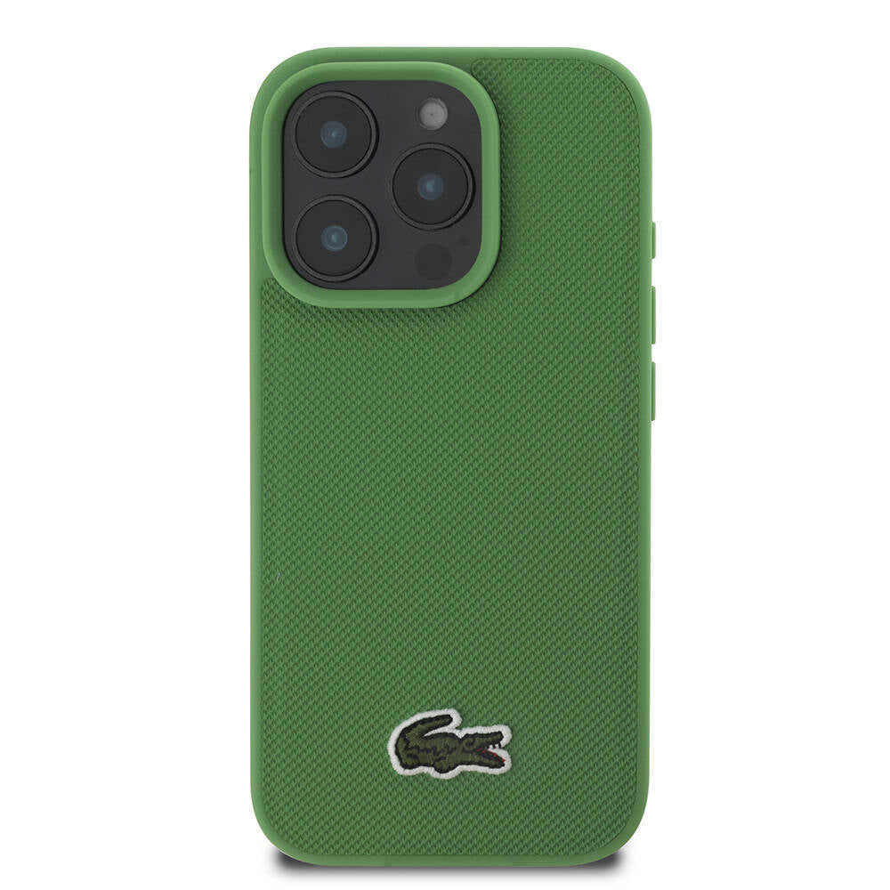 iPhone 16 Pro Max Kılıf Lacoste Orijinal Lisanslı PU Pike Desenli Arka Yüzey İkonik Timsah Dokuma Logolu Kılıf