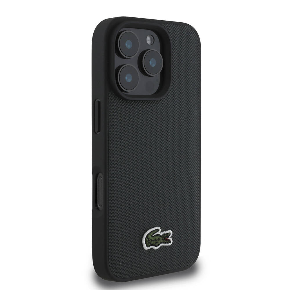 iPhone 16 Pro Max Kılıf Lacoste Orijinal Lisanslı PU Pike Desenli Arka Yüzey İkonik Timsah Dokuma Logolu Kılıf