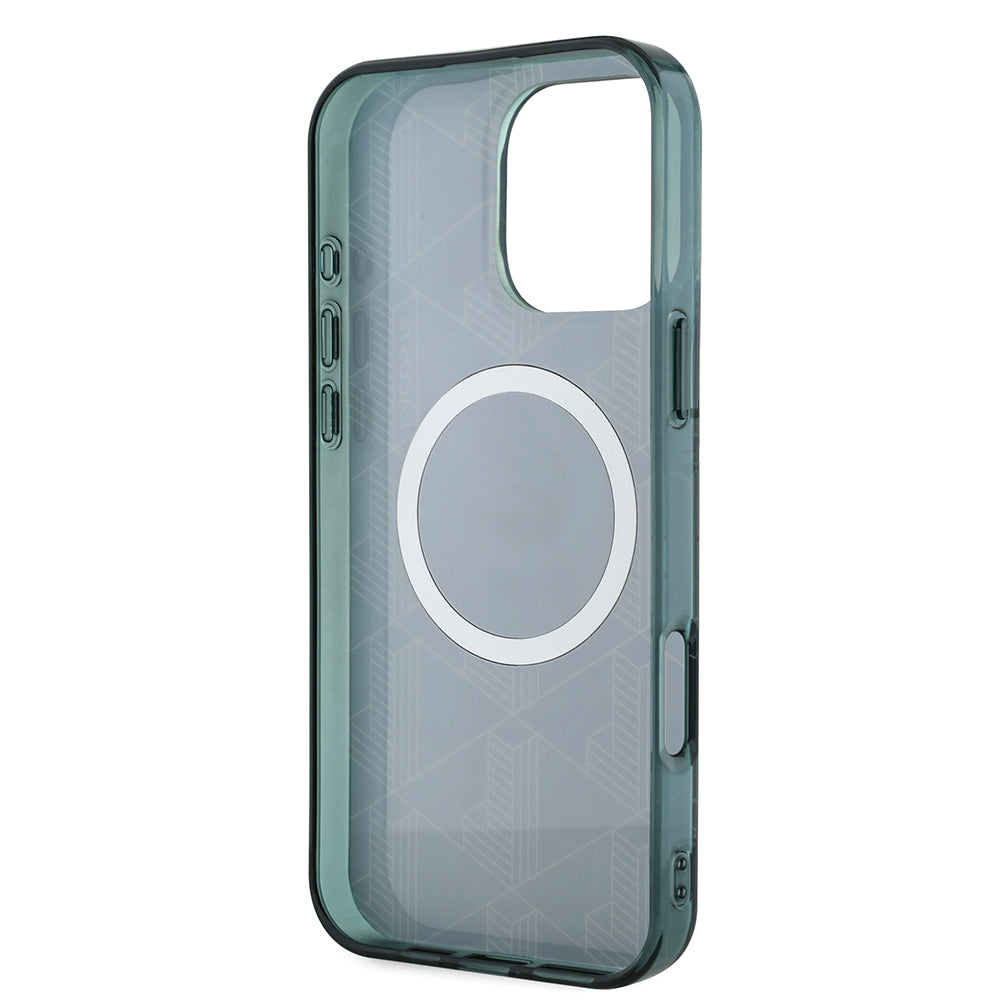 iPhone 16 Pro Max Kılıf Lacoste orijinal Lisanslı M-safe Şarj Özellikli IML Baskılı Gümüş Timsah Logolu Monogram Kılıf